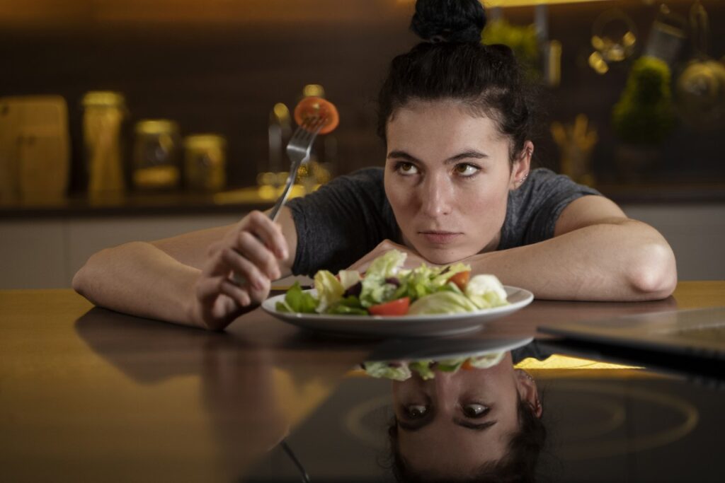woman-trying-eat-healthy-home